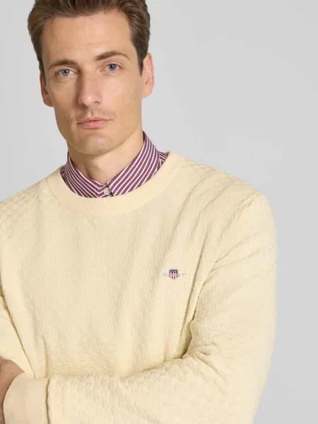 Regular Fit sweter dzianinowy z czystej bawełny Gant biały