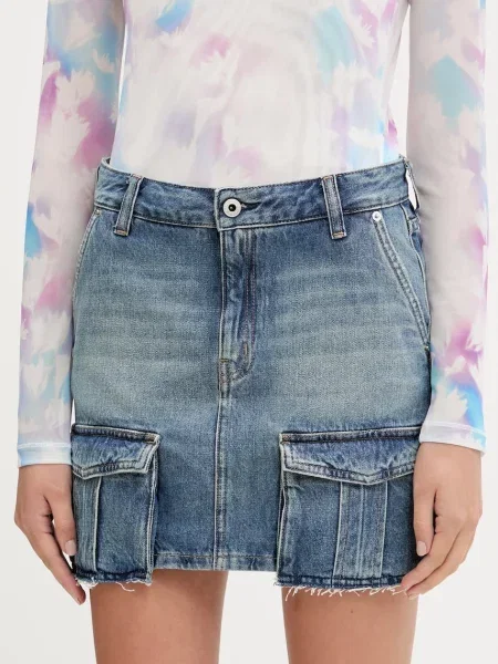 Karl Lagerfeld Jeans fustă din denim mini drept albastru