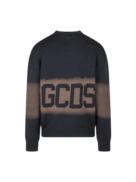 Sweter Gcds wełniany z logo niebieski