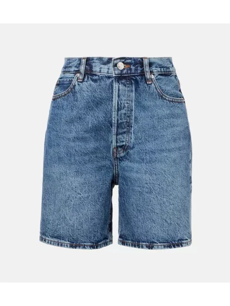 Szorty jeansowe Frame z wysoką talią niebieskie