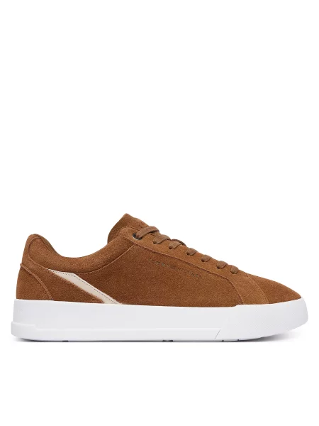 Tenisice Tommy Hilfiger Th Court Premium Suede smeđa