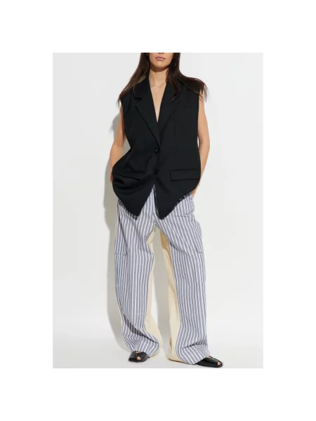 Spodnie cargo Stella Mccartney w paski niebieskie