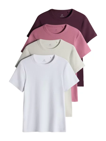 The Set Tricou ecru / mov vânătă / roz zmeură alb