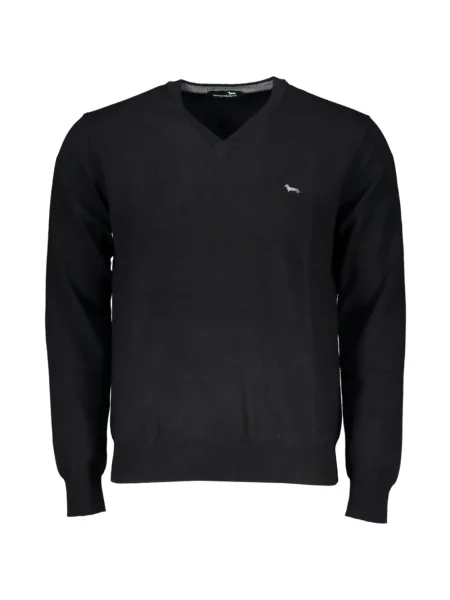 Pulover Harmont & Blaine cu broderie cu decolteu în V negru