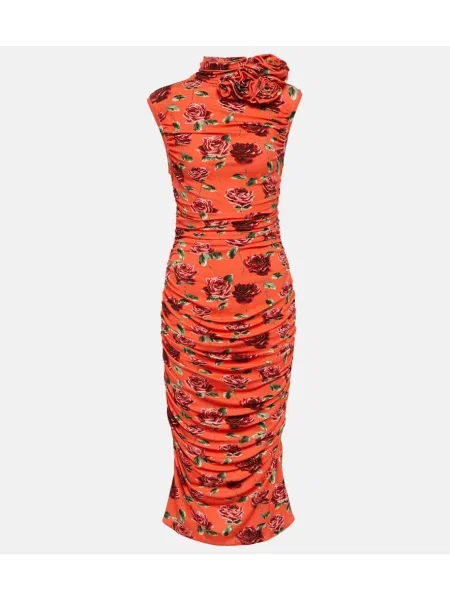 Sukienka midi Magda Butrym w kwiatki z nadrukiem do kolan czerwona