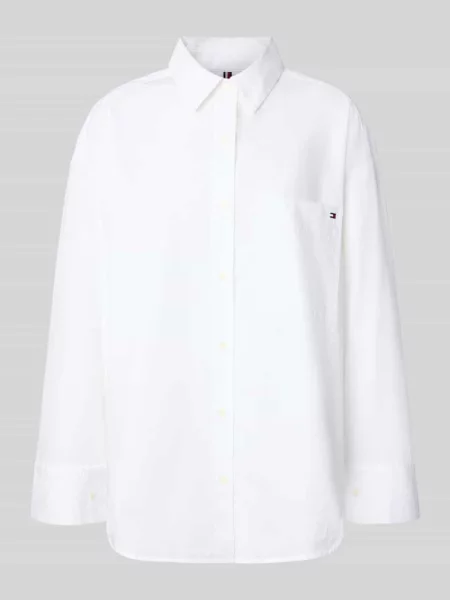 Bluzka koszulowa o kroju oversized z czystej bawełny Tommy Hilfiger biała