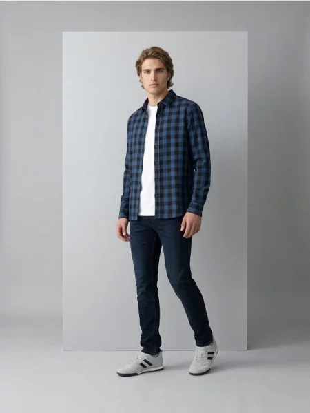 Sinsay Džínové kalhoty chino slim fit modrá
