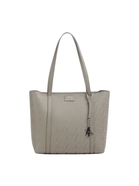 Duża shopperka Armani Exchange skórzana szara