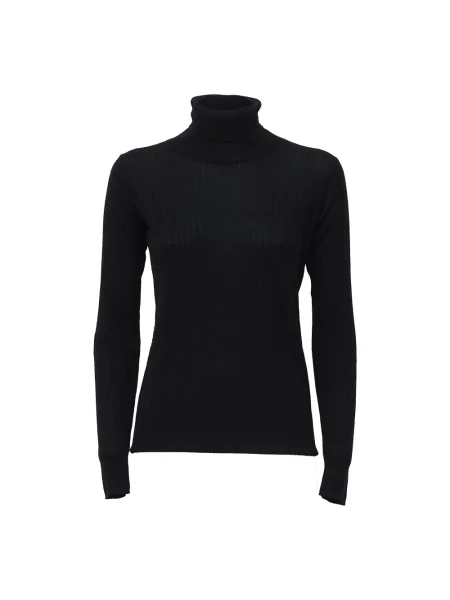 Sweter z golfem C.t.plage z kaszmiru w paski do golfa czarny