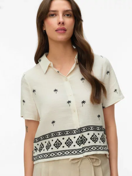 VERO MODA Bluză VMKAI deschis / negru bej