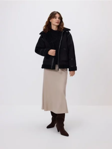 Reserved Куртка зі штучної замші чорний