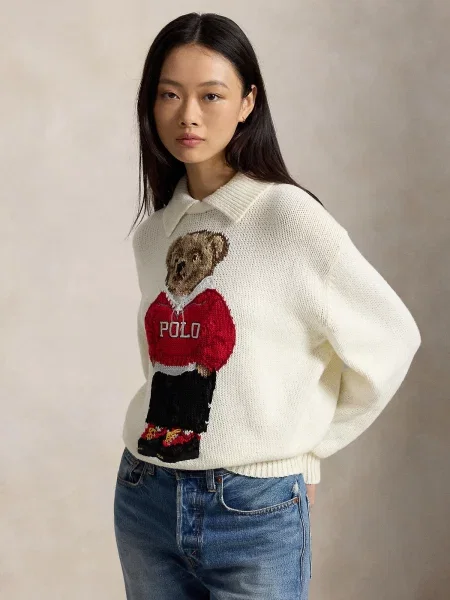 Polo Ralph Lauren Sveter krémová / svetlohnedá / červená čierna
