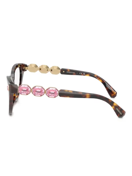 Katės akių akiniai nuo saulės Swarovski Eyewear su kristalais ruda
