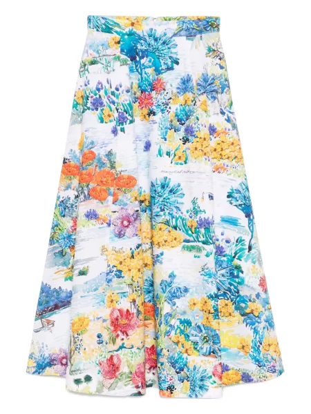 Virágos szoknya Mary Katrantzou nyomtatás fehér