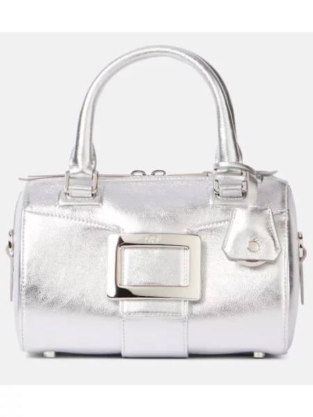 Geanta de piele Roger Vivier din piele argintiu