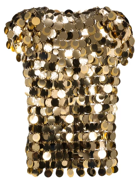 Koszulka Paco Rabanne z cekinami złota