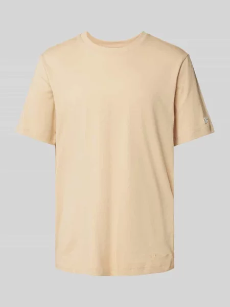 T-shirt z wyhaftowanym logo Champion beżowa
