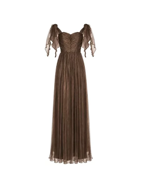 Rochie maxi Roserry cu volane maro