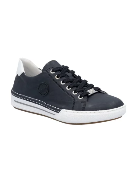 Sneakersy Rieker sznurowane skórzane niebieskie
