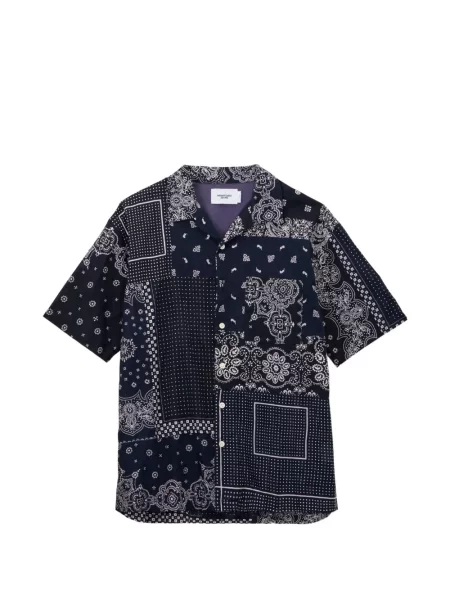Cămașă Momotaro cu imagine cu model paisley albastru