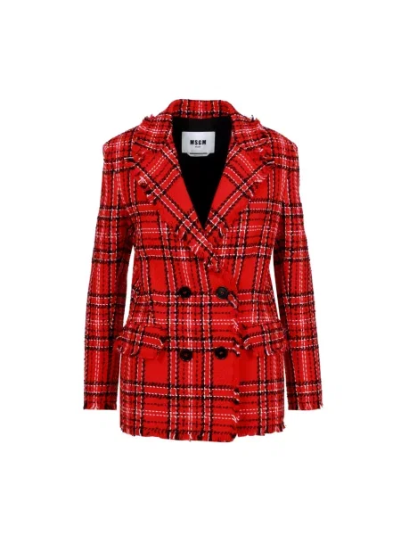 Marynarka Msgm tweedowa dwurzędowa czerwona
