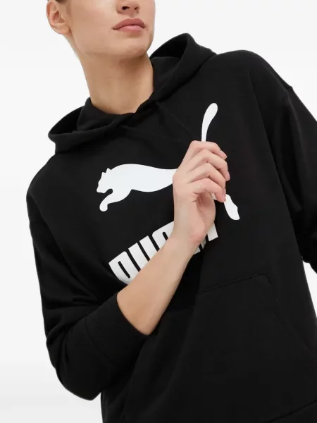 Суичър с качулка Puma с принт с връзки черно