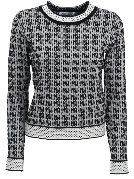 Influencer Pulover negru alb