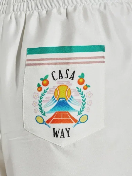 Pantaloni scurți Casablanca de mătase alb