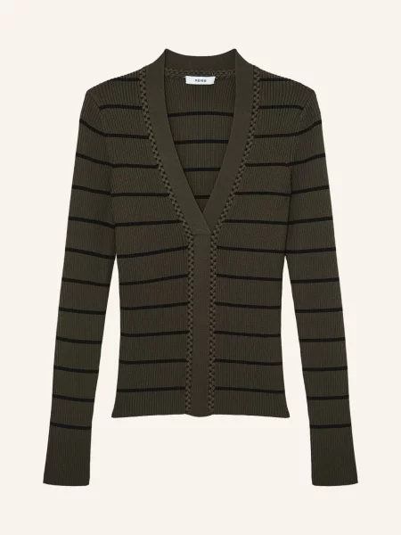 Reiss Svetr Lauralee khaki černá