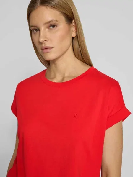 T-shirt o kroju loose fit z czystej bawełny model „IDAARA” Armedangels czerwona