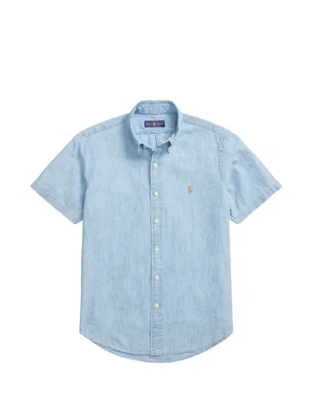Cu centură cămașă Polo Ralph Lauren din material terry în carouri albastru
