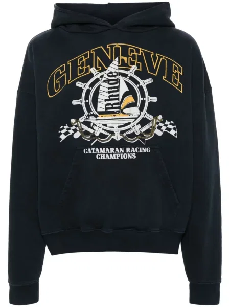 Hanorac cu glugă Rhude cu imagine negru
