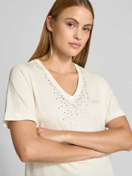 Liu Jo Koszulki Kobieta L T-shirt z dżetami biały