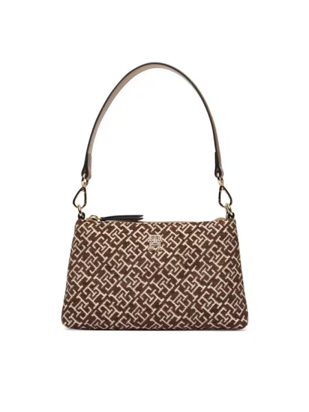 Tommy Hilfiger Torebka Th Jacquard Mini Shoulder Bag Brązowy biała