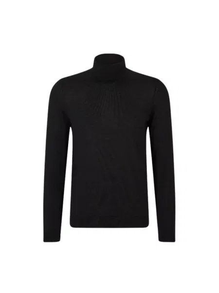 BOSS sweter wełniany lekkie z golferm czarny