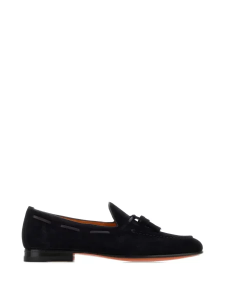 Pantofi loafer Santoni din piele de căprioară albastru