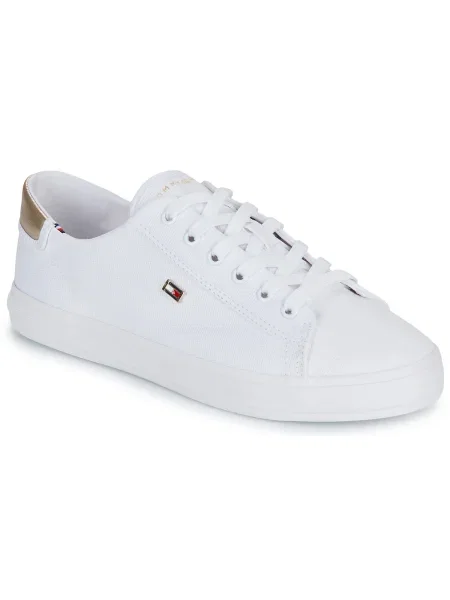 Sneakerși Tommy Hilfiger cu șireturi din dantelă alb
