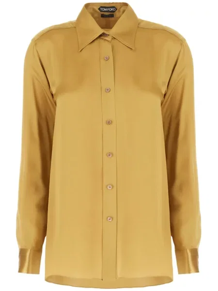 Cămașă Tom Ford de mătase galben