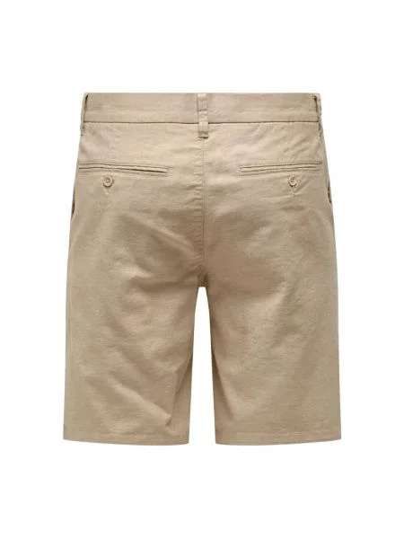 Lniane bermudy Only & Sons beżowe