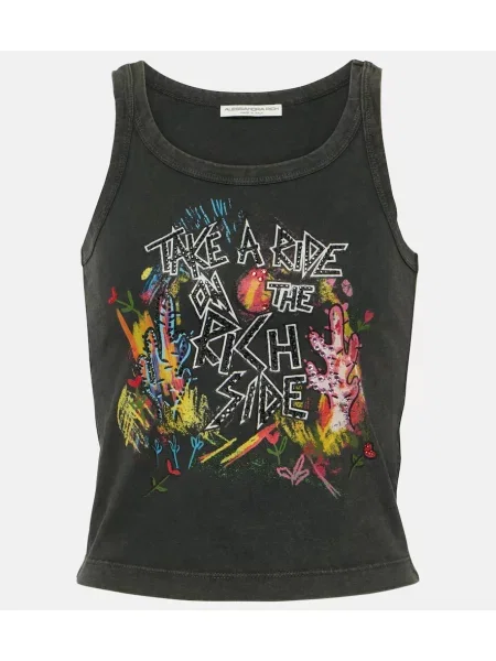 Jersey majica brez rokavov Alessandra Rich s potiskom siva