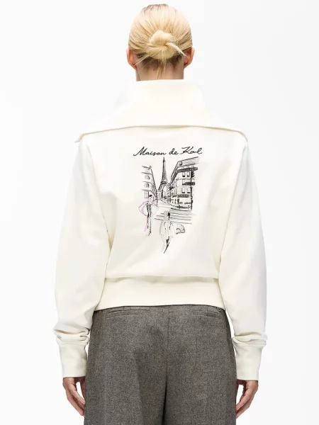 Dukserica Karl Lagerfeld za žene s tiskom bež