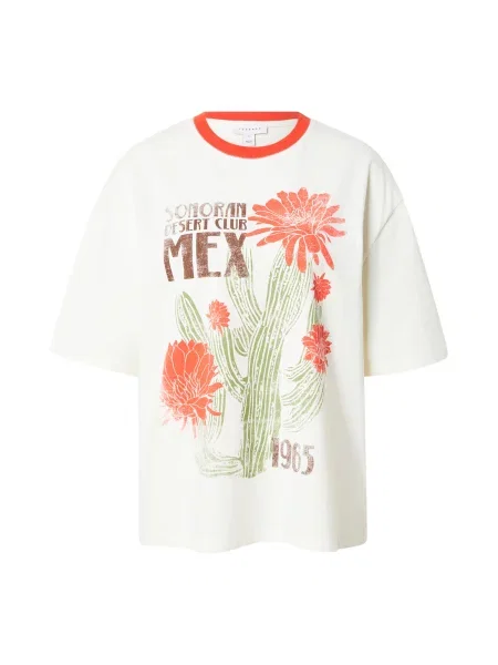 TOPSHOP Tricou maro / verde / portocaliu alb