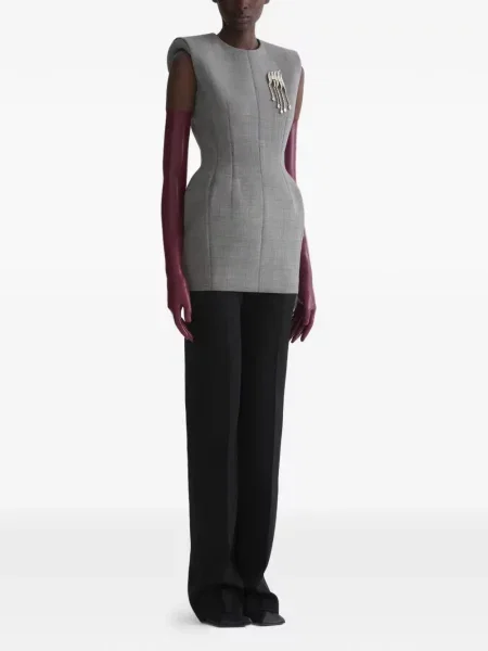 Rochie Mugler cu umeri de costum gri