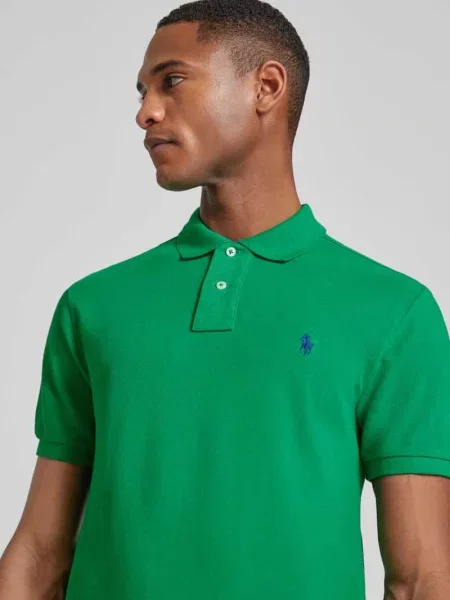 Koszulka polo o kroju slim fit z czystej bawełny Polo Ralph Lauren zielona