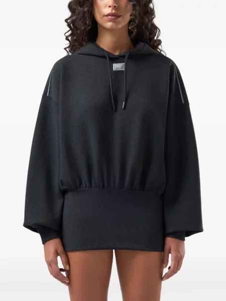 Rochie mini Gcds cu glugă cu autograf cu cordon gri