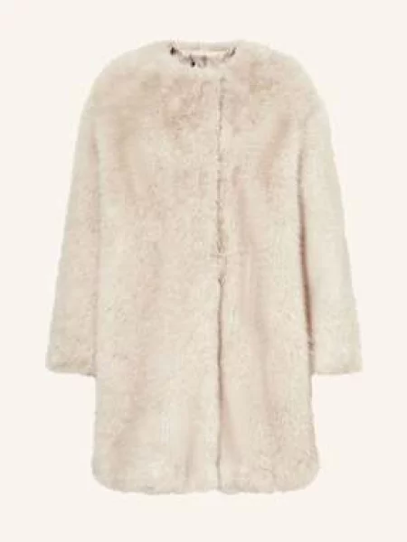 Max Mara Studio Płaszcz Ze Sztucznego Futra Eros beige beżowe
