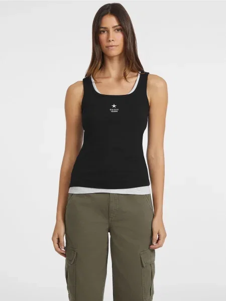 GUESS JEANS Top črna bela