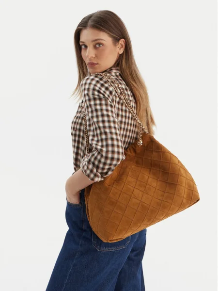 Geantă Tory Burch Fleming Suede maro