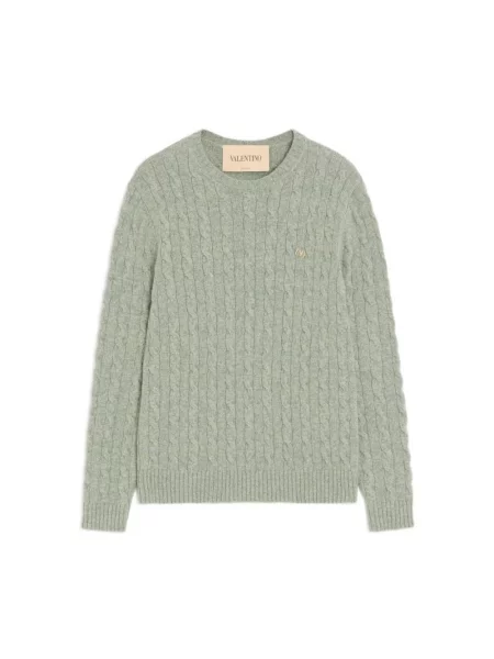 Lniany sweter Valentino Garavani zielony