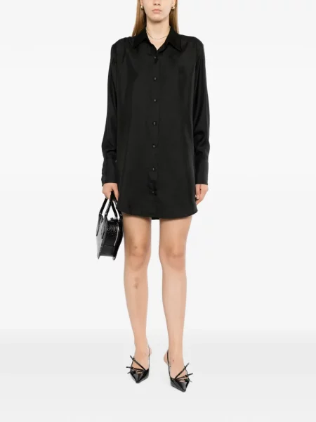 Rochie tip cămașă Cynthia Rowley de mătase negru
